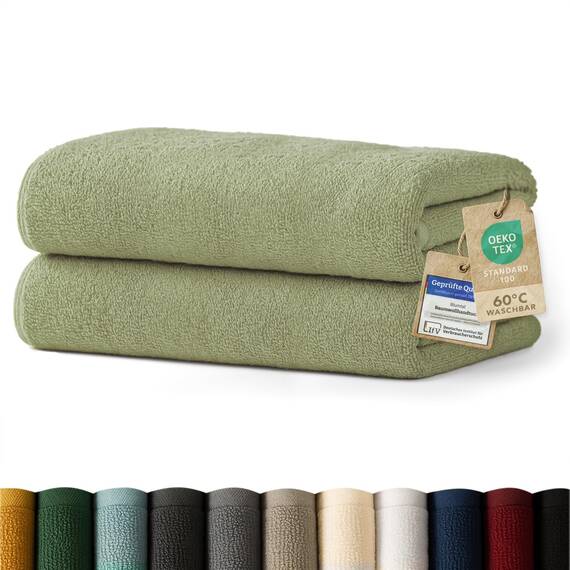 Blumtal Premium Frottier Handtücher Set 2 teilig 100% Baumwolle - Oeko-TEX zertifiziertes Towel 2X (50x100 cm) - Ultra saugstarkes Frottier Handtücher Set waschbar °60 - Towel - Handtuch Grün