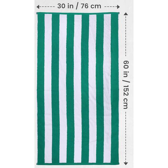 Utopia Towels - Große Strandtücher Cabana-Streifen (76 x 152 cm) 100% gesponnene Baumwolle, weich und saugfähige Handtücher (4er-Pack, Grün)