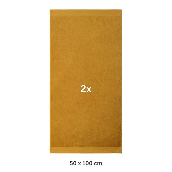 Blumtal Premium Frottier Handtücher Set 2 teilig 100% Baumwolle - Oeko-TEX zertifiziertes Towel 2X (50x100 cm) - Ultra saugstarkes Frottier Handtücher Set waschbar °60 - Towel - Handtuch Gelb