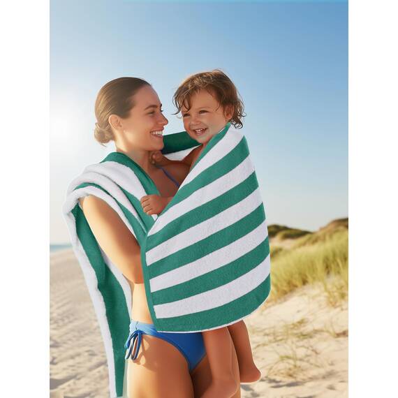 Utopia Towels - Große Strandtücher Cabana-Streifen (76 x 152 cm) 100% gesponnene Baumwolle, weich und saugfähige Handtücher (4er-Pack, Grün)