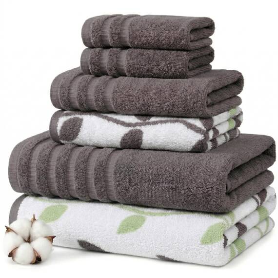 Amrapur Pacific Coast Textiles Handtuch, garngefärbt, Bio-Reben, Aschgrau, 6 Stück