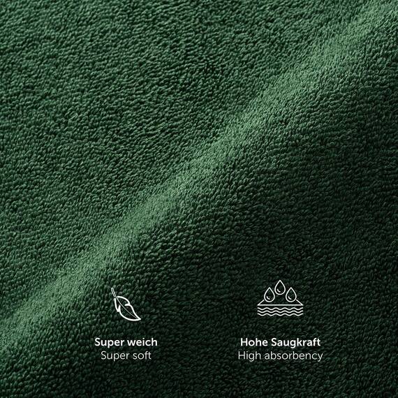 Blumtal Premium Frottier Gästehandtücher Set 12 teilig 100% Baumwolle - Oeko-TEX zertifiziertes Gästehandtuch 12x (30x30 cm) - Ultra saugstarkes Gästetücher Set waschbar °60 - Handtücher Dunkelgrün