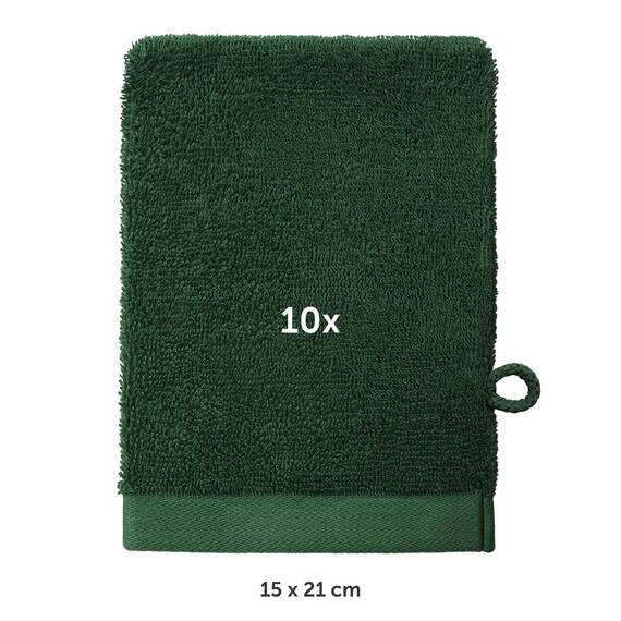 Blumtal Premium Frottier Waschlappen Set 10 teilig 100% Baumwolle - Oeko-TEX zertifizierte Waschlappen 10x (15x20 cm) - Ultra saugstarkes Frottier Seiftücher Set waschbar °60 - Seiflappen Dunkelgrün