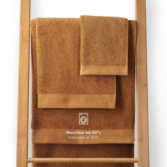 Blumtal Premium Frottier Handtücher Set 2 teilig 100% Baumwolle - Oeko-TEX zertifiziertes Towel 2X (50x100 cm) - Ultra saugstarkes Frottier Handtücher Set waschbar °60 - Towel - Handtuch Braun