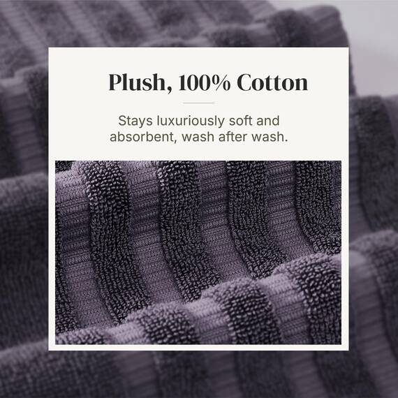 Amrapur Overseas Modern Threads Handtuch-Set, 6-teilig, gefärbt, Bio-Ranken, Jacquard/solide, ultraweich, 500 g/m², 100% gekämmte Baumwolle, Grau/Lavendel
