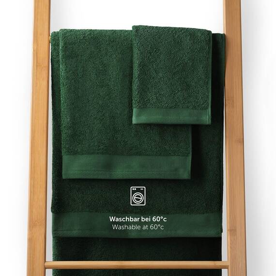 Blumtal Premium Frottier Handtücher Set 4 teilig 100% Baumwolle - Oeko-TEX zertifiziertes Badetuch 2X (70x140 cm) + Towel 4X (50x100 cm) - saugstarkes Frottiertücher Set - Handtücher Grün