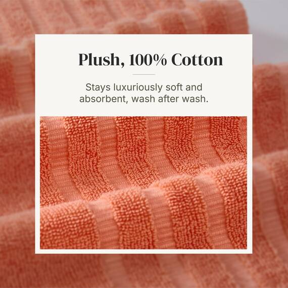 Amrapur Overseas 6-teiliges Set aus gefärbter Bio-Ranken, Jacquard/solide, ultraweich, 550 g/m², 100% gekämmte Baumwolle 2 Badetücher, 2 Handtücher, 2 Waschlappen, Korallenrot, Standard