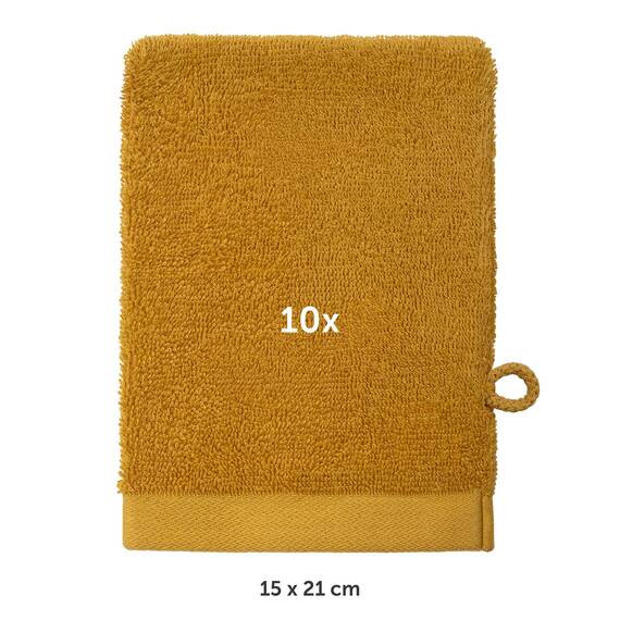 Blumtal Premium Frottier Waschlappen Set 10 teilig 100% Baumwolle - Oeko-TEX zertifizierte Waschlappen 10x (15x20 cm) - Ultra saugstarkes Frottier Seiftücher Set waschbar °60 - Seiflappen Gelb