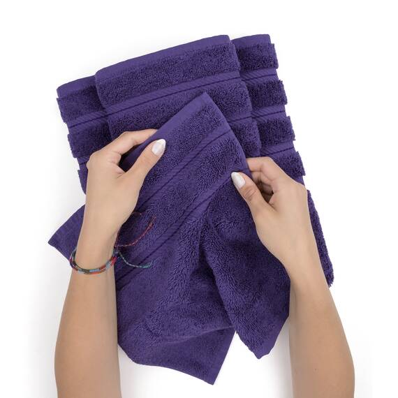 American Soft Linen Premium 3-teiliges Handtuch-Set, 1 Badetuch, 1 Handtuch, 1 Waschlappen, 100% Baumwolle, türkische Handtücher für Badezimmer, Lila