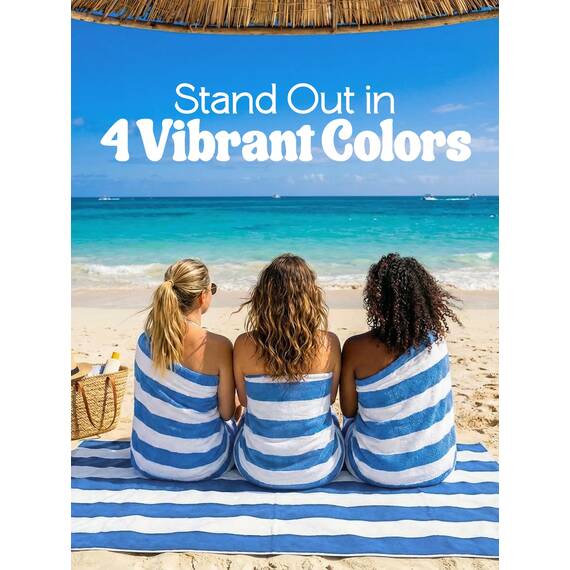 Utopia Towels - Große Strandtücher Cabana-Streifen (76 x 152 cm) - 100% gesponnene Baumwolle, weich und saugfähige Handtücher (4er-Pack, Blau)