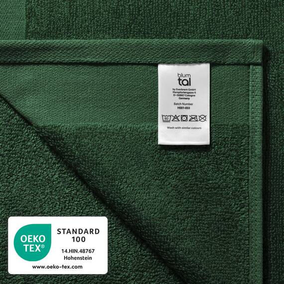 Blumtal Premium Frottier Gästehandtücher Set 12 teilig 100% Baumwolle - Oeko-TEX zertifiziertes Gästehandtuch 12x (30x30 cm) - Ultra saugstarkes Gästetücher Set waschbar °60 - Handtücher Dunkelgrün