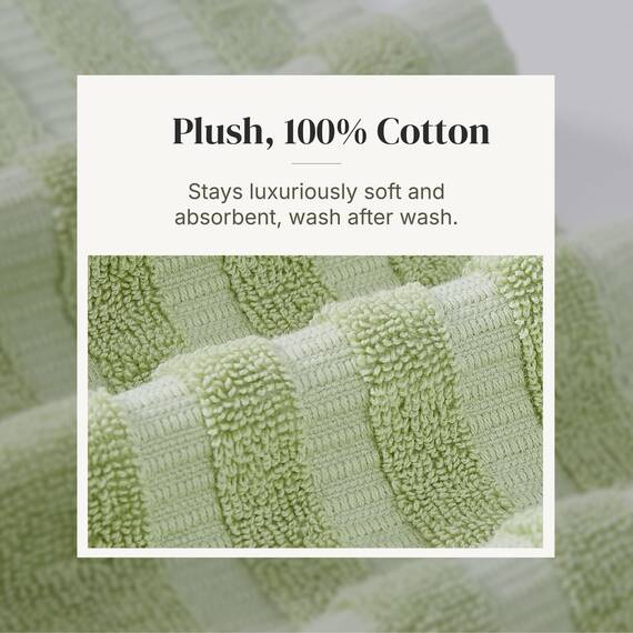 Amrapur 6-Piece Yarn Dyed Organic Vines Jacquard/Solid Ultra Soft 550GSM 100% Combed Cotton Towel Set 2 Badetücher, 2 Handtücher, 2 Waschlappen, Baumwolle, Salbei, Standard