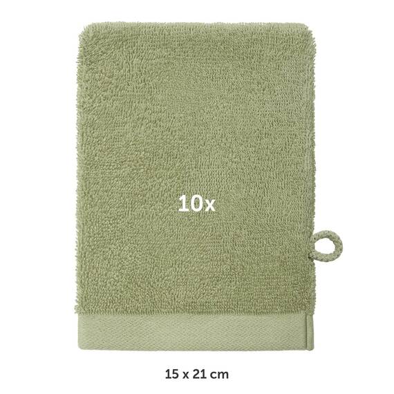 Blumtal Premium Frottier Waschlappen Set 10 teilig 100% Baumwolle - Oeko-TEX zertifizierte Waschlappen 10x (15x20 cm) - Ultra saugstarkes Frottier Seiftücher Set waschbar °60 - Seiflappen Grün