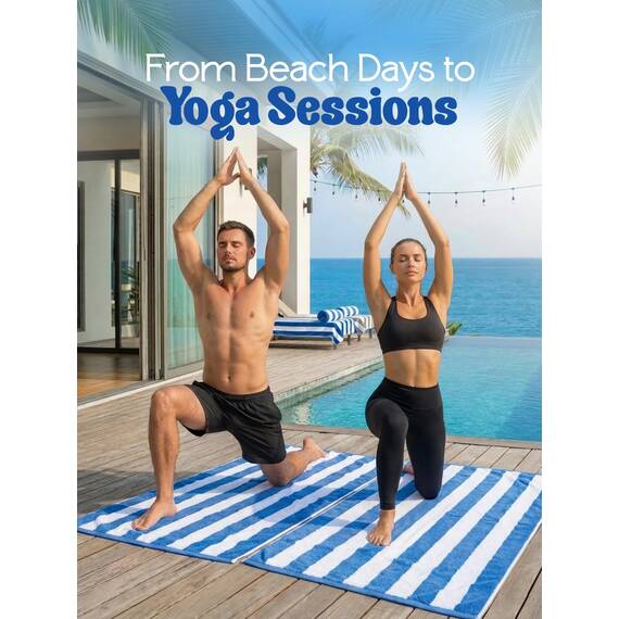 Utopia Towels - Große Strandtücher Cabana-Streifen (76 x 152 cm) - 100% gesponnene Baumwolle, weich und saugfähige Handtücher (4er-Pack, Blau)