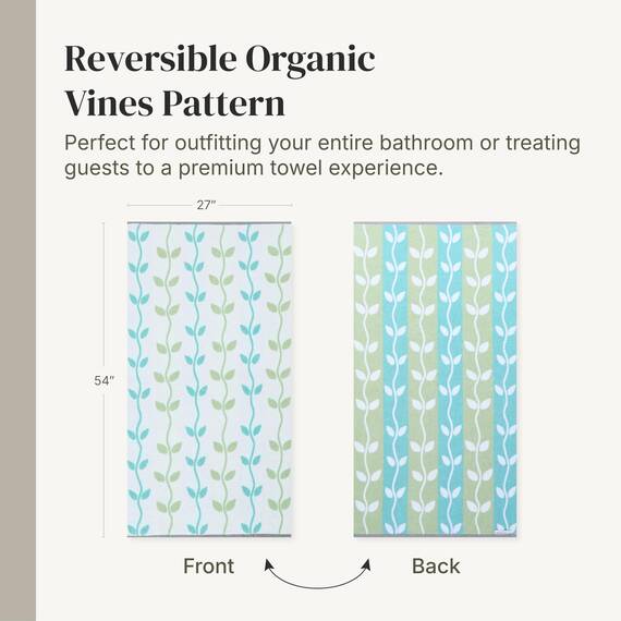 Amrapur 6-Piece Yarn Dyed Organic Vines Jacquard/Solid Ultra Soft 550GSM 100% Combed Cotton Towel Set 2 Badetücher, 2 Handtücher, 2 Waschlappen, Baumwolle, Salbei, Standard