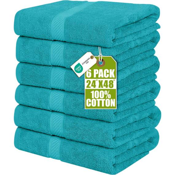 Utopia Towels - 6er-Pack mittelgroße Badetücher aus 100% Baumwolle mit Aufhängeschlaufen, 60x120 cm Duschtuch, weiche und saugfähige Handtücher (Türkis)