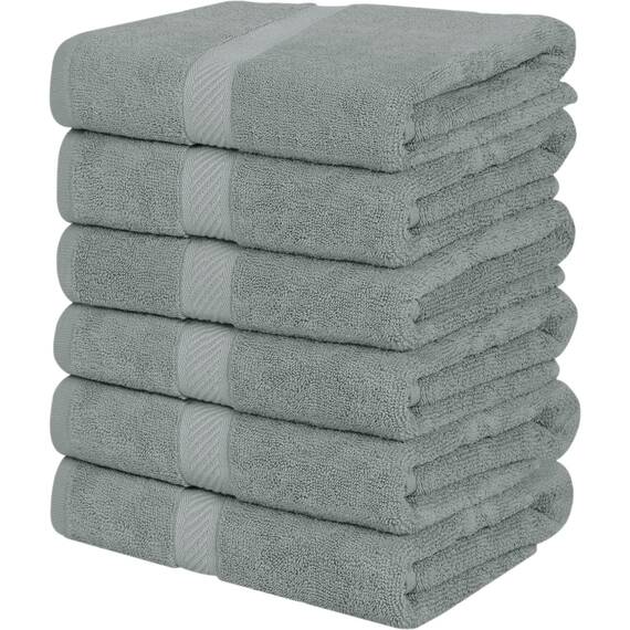 Utopia Towels - 6er-Pack mittelgroße Badetücher aus 100% Baumwolle mit Aufhängeschlaufen, 60x120 cm Duschtuch, weiche und saugfähige Handtücher (Silber)