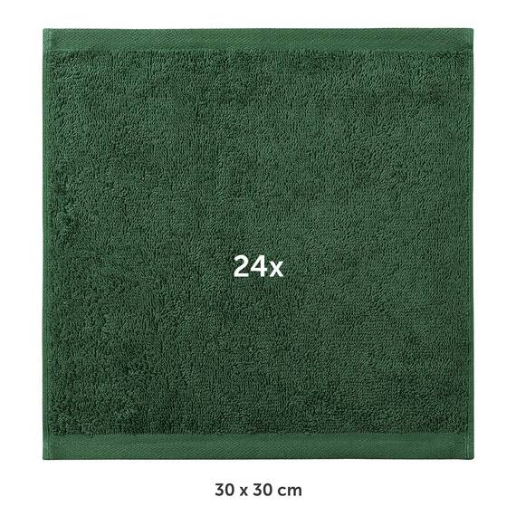 Blumtal Premium Frottier Gästehandtücher Set 24 teilig 100% Baumwolle - Oeko-TEX zertifiziertes Gästehandtuch 24x (30x30 cm) - Ultra saugstarkes Gästetücher Set waschbar °60 - Handtücher Dunkelgrün