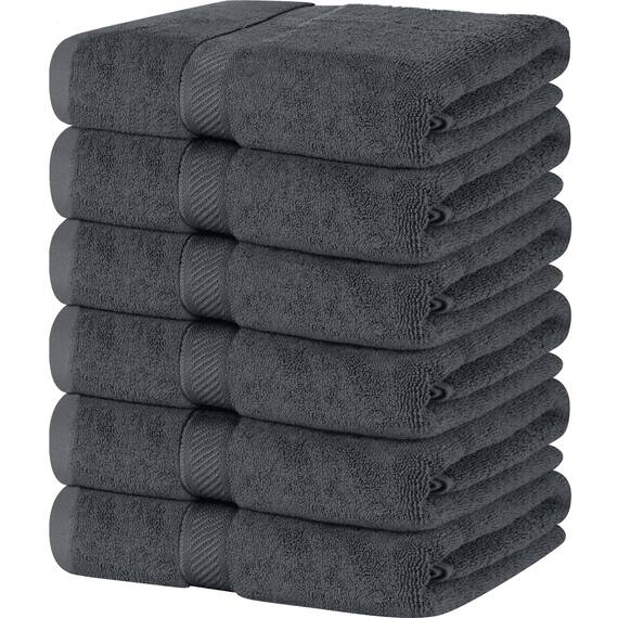 Utopia Towels - 6er-Pack mittelgroße Badetücher aus 100% Baumwolle mit Aufhängeschlaufen, 60x120 cm Duschtuch, weiche und saugfähige Handtücher (Grau)