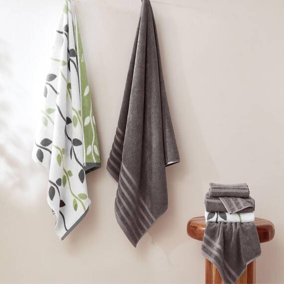 Amrapur Pacific Coast Textiles Handtuch, garngefärbt, Bio-Reben, Aschgrau, 6 Stück