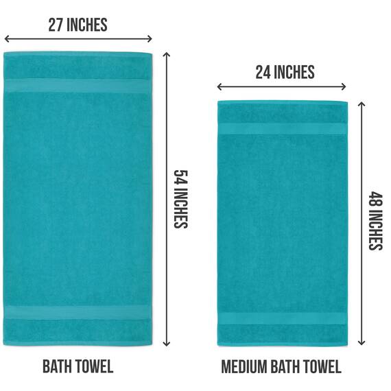 Utopia Towels - 6er-Pack mittelgroße Badetücher aus 100% Baumwolle mit Aufhängeschlaufen, 60x120 cm Duschtuch, weiche und saugfähige Handtücher (Türkis)