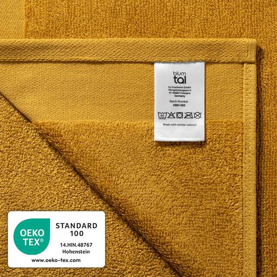Blumtal Premium Frottier Handtücher Set 4 teilig 100% Baumwolle - Oeko-TEX zertifiziertes Badetuch 2X (70x140 cm) + Towel 2X (50x100 cm) - saugstarkes Frottiertücher Set - Handtücher Gelb