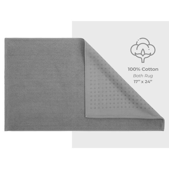 American Soft Linen Badteppich, 43,2 cm, 61 cm, 100 % Baumwolle, Badematten für Badezimmer, rutschfest, waschbar, zottelige Form, Teppich, hellgrauer Badteppich