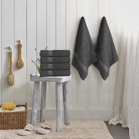 Utopia Towels - 6er-Pack mittelgroße Badetücher aus 100% Baumwolle mit Aufhängeschlaufen, 60x120 cm Duschtuch, weiche und saugfähige Handtücher (Grau)