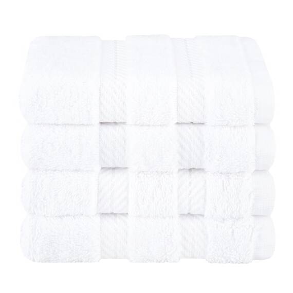 American Soft Linen Luxus-Waschlappen für Badezimmer, 100% Baumwolle, 4-teiliges türkisches Waschlappen-Set, 33 x 33 cm, weiche Lappen für Körper und Gesicht, Weiß