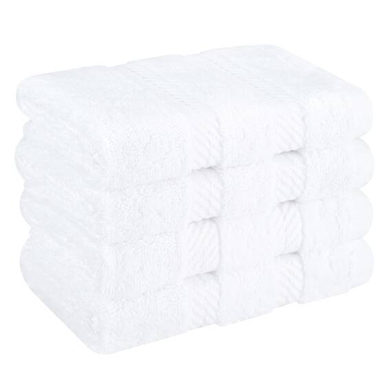 American Soft Linen Luxus-Waschlappen für Badezimmer, 100% Baumwolle, 4-teiliges türkisches Waschlappen-Set, 33 x 33 cm, weiche Lappen für Körper und Gesicht, Weiß
