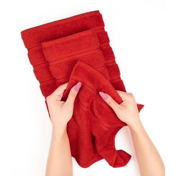 American Soft Linen Luxuriöses 6-teiliges Handtuch-Set, 2 Badetücher, 2 Handtücher, 2 Waschlappen, 600 g/m², 100% Baumwolle, türkische Handtücher für Badezimmer, Rot