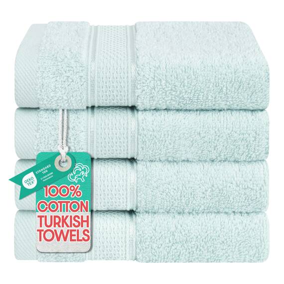American Soft Linen Salem Waschlappen-Sets, 4-teilig, luxuriös, 600 g/m², 100 % Baumwolle, Waschlappen für Badezimmer, 33 x 33 cm, hochwertige Handtücher, Minzgrün