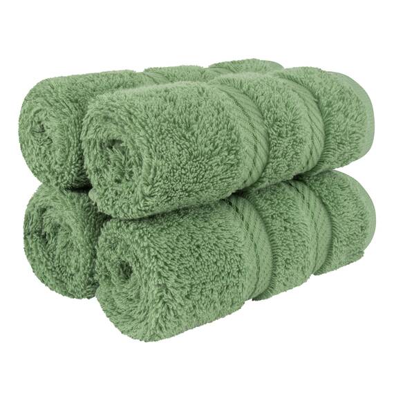 American Soft Linen Luxus-Waschlappen für Badezimmer, 100% Baumwolle, 4-teiliges türkisches Waschlappen-Set, 33 x 33 cm, weiche Lappen für Körper und Gesicht, Salbeigrün