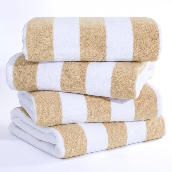 American Soft Linen Cabana gestreifte Strandtücher, 76,2 x 152,4 cm, 4 Stück, übergroße Pool-Handtücher, schnelltrocknend, sandfrei, Beige