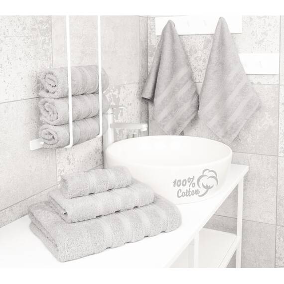 American Soft Linen Luxuriöses 6-teiliges Handtuch-Set, 2 Badetücher, 2 Handtücher, 2 Waschlappen, 100% türkische Baumwolle, Handtücher für Badezimmer, silbergraue Handtuch-Sets