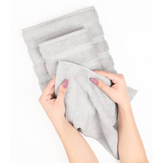 American Soft Linen Luxuriöses 6-teiliges Handtuch-Set, 2 Badetücher, 2 Handtücher, 2 Waschlappen, 100% türkische Baumwolle, Handtücher für Badezimmer, silbergraue Handtuch-Sets