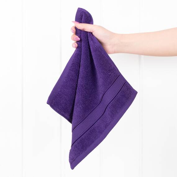 American Soft Linen Salem Waschlappen-Sets, 4-teilig, luxuriös, 600 g/m², 100 % Baumwolle, Waschlappen für Badezimmer, 33 x 33 cm, hochwertige Handtücher, Lila