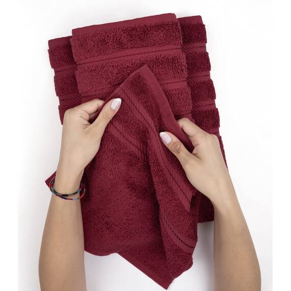 American Soft Linen, 4-teiliges Badetuch-Set, 100% türkische Baumwolle, 27 in 54 in Badetücher für Badezimmer, weiche, saugfähige Badetücher, extra groß, schnell trocknende Duschtücher, Burgunderrot