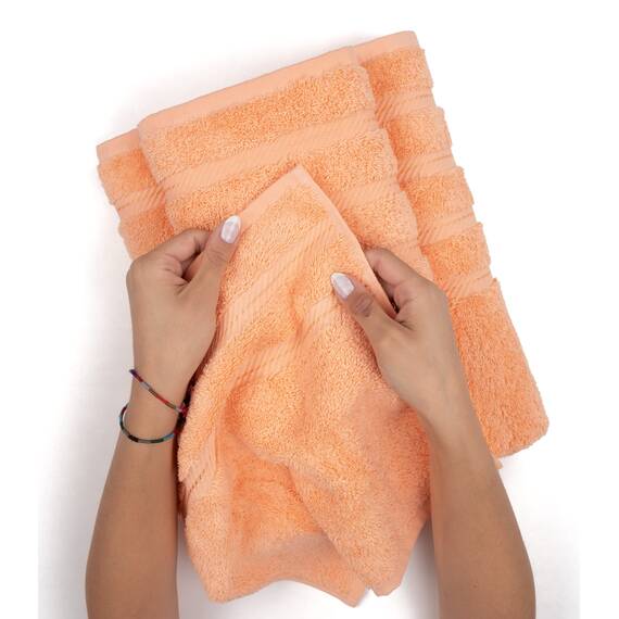 American Soft Linen Luxus-Handtücher für Badezimmer, 600 g/m², 100 % Baumwolle, türkisches 4-teiliges Handtuch-Set, Handtücher für Küche, Pfirsich