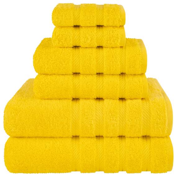 American Soft Linen Luxuriöses 6-teiliges Handtuch-Set, 2 Badetücher, 2 Handtücher, 2 Waschlappen, 100% Baumwolle, türkische Handtücher für Badezimmer, Gelb