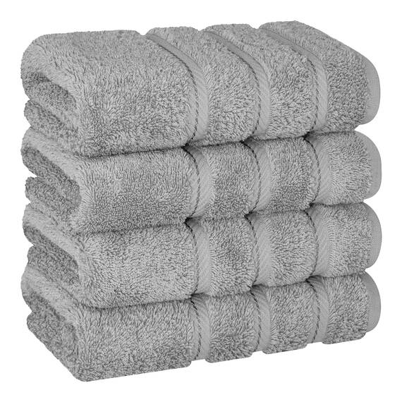 American Soft Linen Luxus-Handtuch-Set für Badezimmer und Küche - 4-teilig, 100% Baumwolle, Türkisch, 600 g/m², Hellgrau