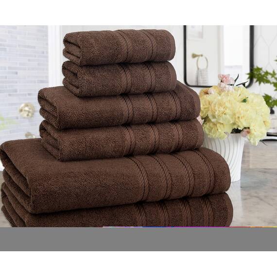 American Soft Linen, Handtuch-Set, 100% türkische Baumwolle, 6-teilig, saugfähig, langlebig, weich und flauschig, für Hotel- und Spa-Badetücher, 610 g/m², 2 Badetücher (Badwäsche-Set, braun)