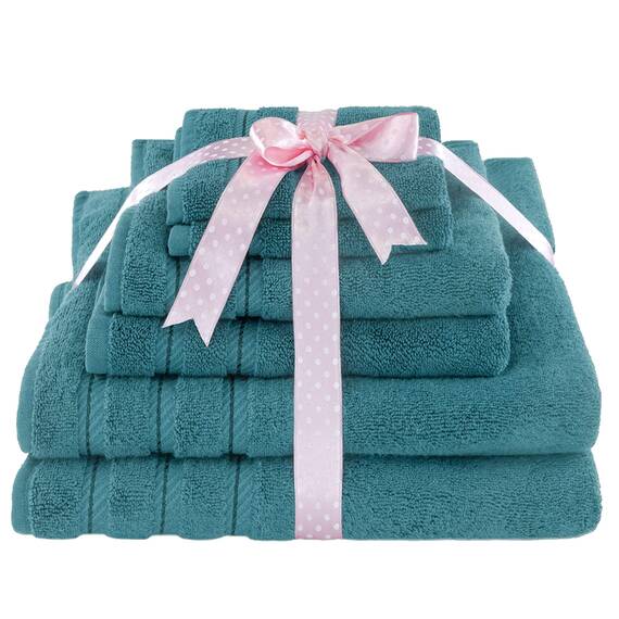 American Soft Linen, Handtuch-Set, 100% türkische Baumwolle, 6-teilig, saugfähig, langlebig, weich und flauschig, für Hotel- und Spa-Badetücher, 610 g/m², 2 Badetücher, (Badwäsche-Set, Kolonialblau)