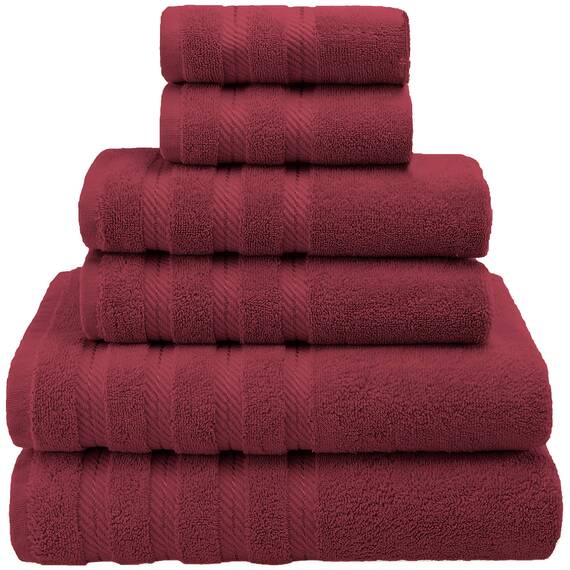 Premium, Luxus Hotel & Spa, 6-teiliges Handtuch-Set, Türkisch Handtücher, Baumwolle für maximale Weichheit und Saugkraft von American Weich, [Worth 78.95] Modern 27Wx54L, 16Wx28L, 13Wx13L Bordeaux