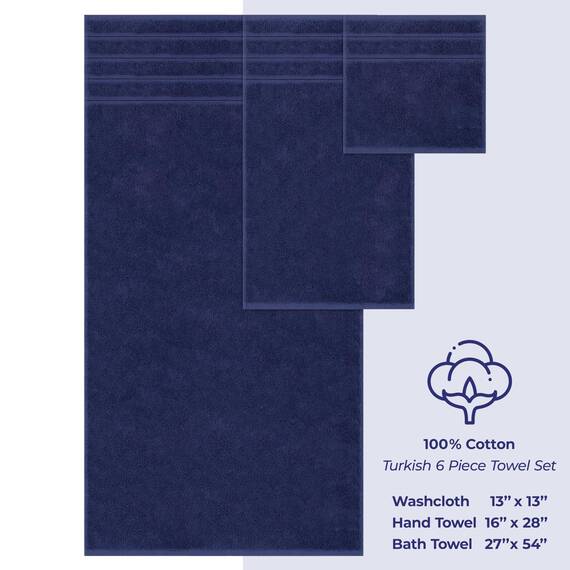 American Soft Linen, 6-teiliges Handtuch-Set, 100% türkische Baumwolle, Handtücher für Badezimmer, weich, saugfähig, 2 Badetücher, 2 Handtücher, 2 Waschlappen, Marineblau
