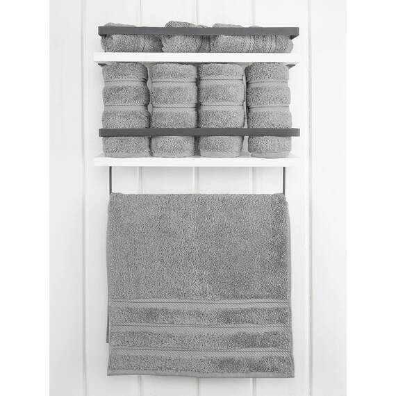 American Soft Linen Luxus-Handtuch-Set für Badezimmer und Küche - 4-teilig, 100% Baumwolle, Türkisch, 600 g/m², Hellgrau