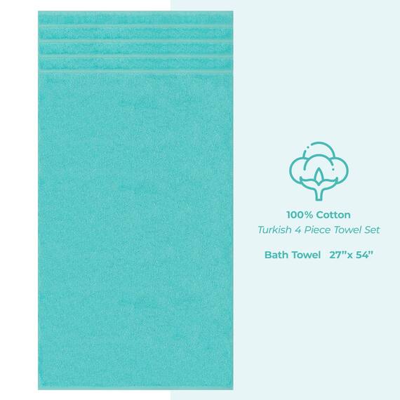 American Soft Linen Luxuriöses 4-teiliges Badetuch-Set, 100% Baumwolle, türkische Badetücher für Badezimmer, 68,6 x 137,2 cm, große Badezimmer-Duschtücher, türkisblaue Handtücher