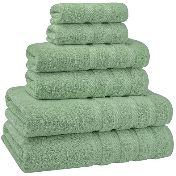 American Soft Linen, Handtuch-Set, 100% türkische Baumwolle, 6-teilig, saugfähig, langlebig, weich und flauschig, für Hotel- und Spa-Badetücher, 610 g/m², 2 Badetücher (Badwäsche-Set, Salbeigrün)
