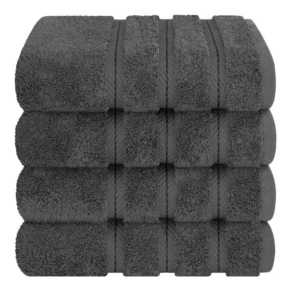 American Soft Linen Luxus-Handtücher für Badezimmer, 100% Baumwolle, türkisches 4-teiliges Handtuch-Set, 600 g/m², Handtücher für Küche, Dunkelgrau