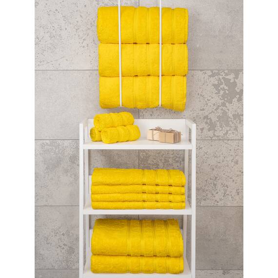American Soft Linen Luxuriöses 4-teiliges Badetuch-Set, 100% Baumwolle, türkische Badetücher für Badezimmer, 68,6 x 137,2 cm, extra große Badezimmer-Duschtücher, gelbe Badetücher